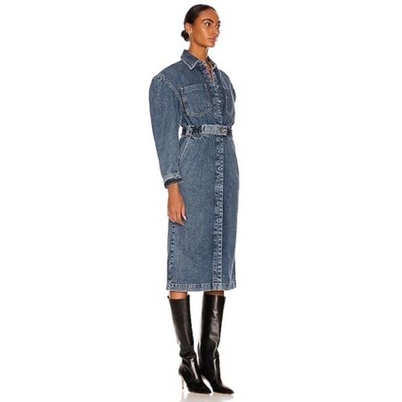 REMAIN Birger Christensen Dahlia Stone Wash denim midi dress size 40/ US 8 - Picture 2 of 16